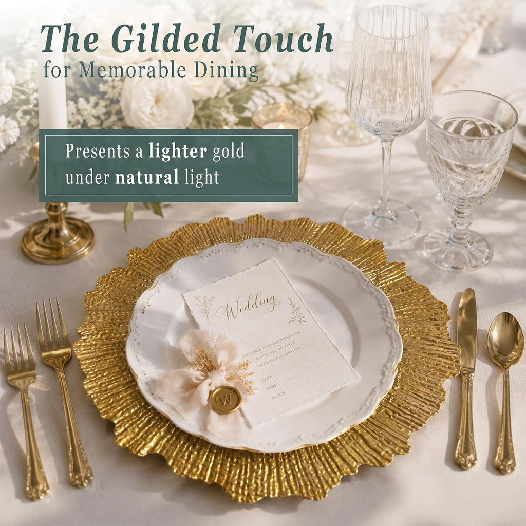 Gold Charger Plates, 13" Gold Chargers for Dinner plates - Set of 15