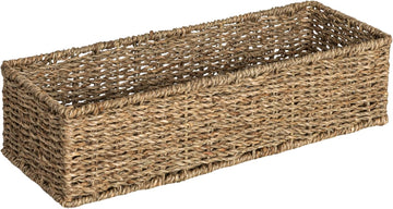 Handwoven Seagrass Rectangular Storage Basket, Natural