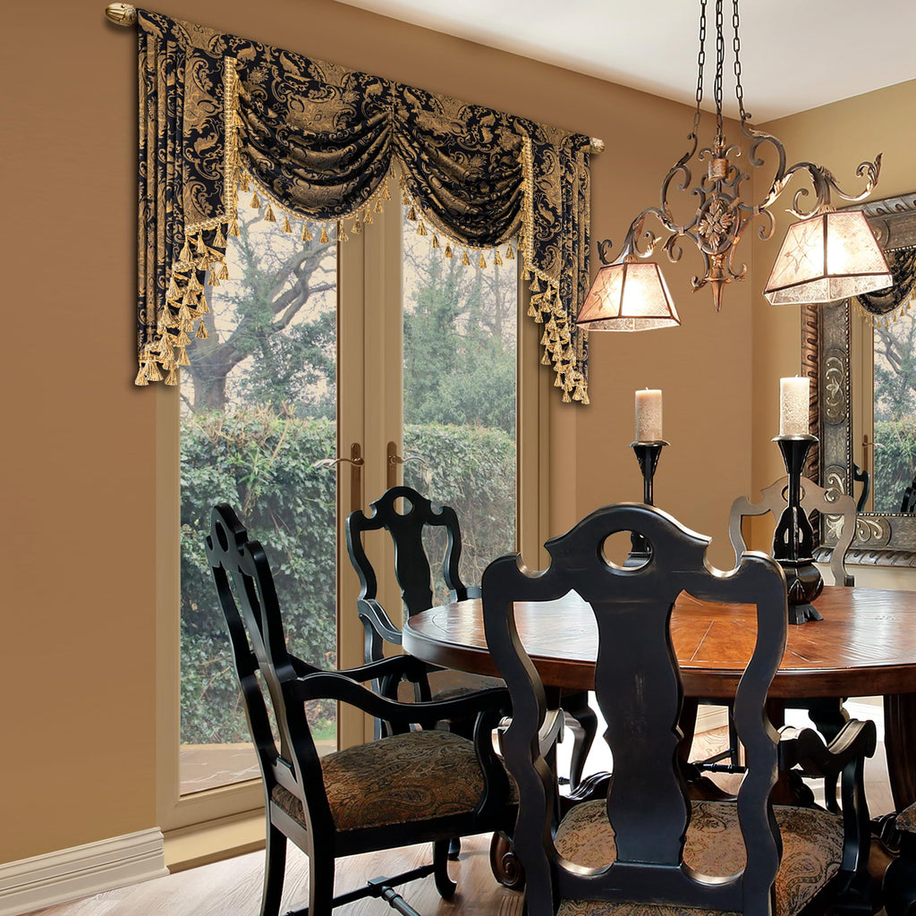 Classic Damask Waterfall Valance, W59 inch