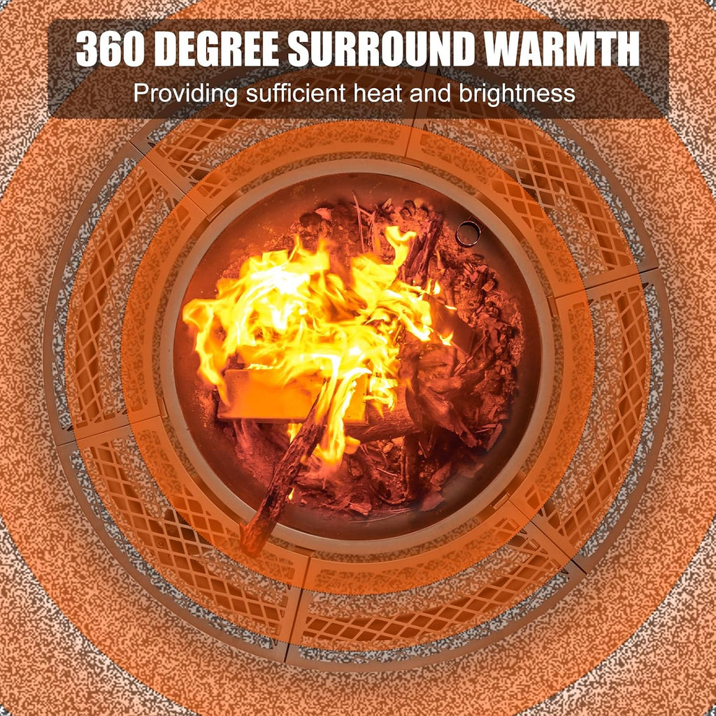 47 Inch Outdoor Fire Pit with 2 Grills, Extra Large BBQ Firepits for Outside