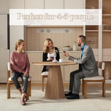 39” Round Solid Wood Dining Table for 4-5 People, Modern Pedestal Kitchen Table with Octagon Base, Circle