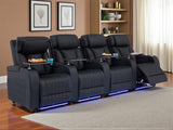 Home Theater Seating Top Grain Leather, Movie Theater Chairs Theater Recliner Sofa with Dual Power Ergonomic Design 7