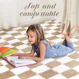 5x7 High Pile Checkered Shag Area Rug, Soft Plush Non-Slip Carpet for Living Room Bedroom