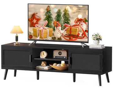 TV Stand for 65 Inch TV, Entertainment Center with Adjustable Shelf, TV Console with 2 Cabinets, Media Console, Solid