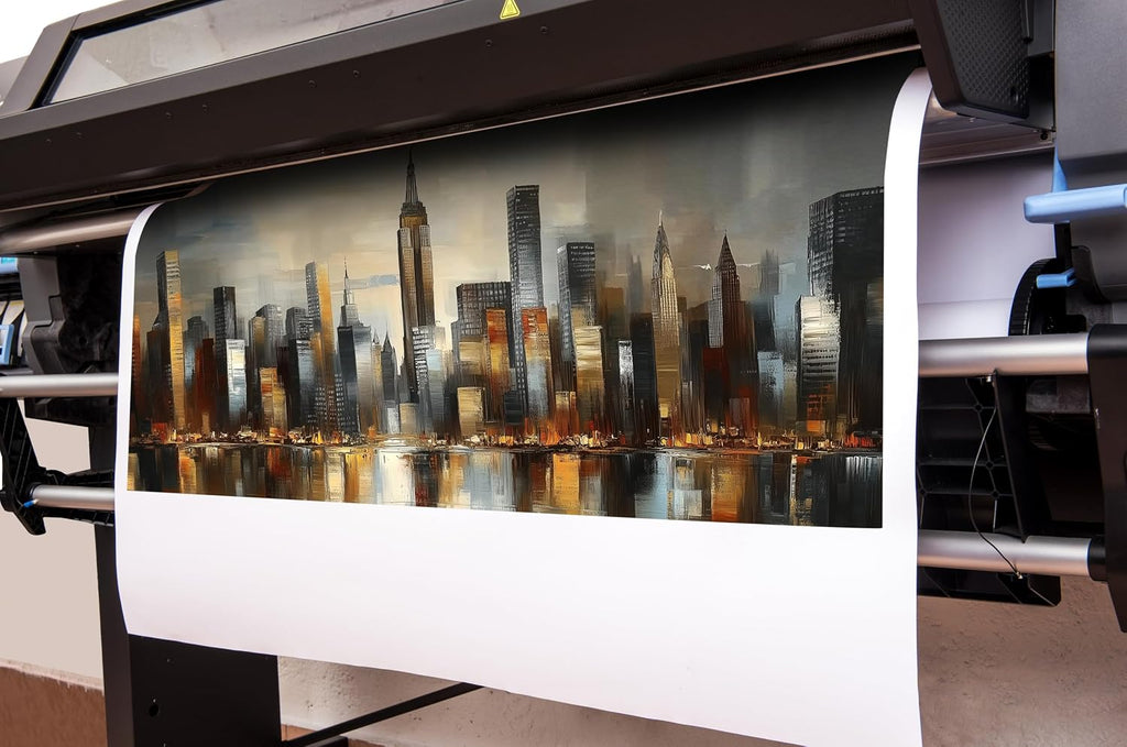 City Wall Art , Gold and Grey Wall-Decor , Modern Cityscape Poster Canvas Print