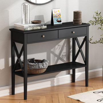 Console Table with Drawers, Narrow Wood Accent Sofa Table Entryway Table with Storage Shelf , Front Hall, Hallway