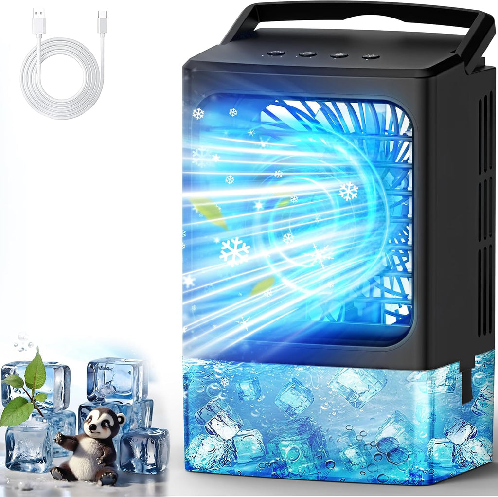 Mini Air Conditioner,Portable Air Conditioners,Evaporative Air Cooler Humidifier, 3 Speed Quiet Personal Cooling Fan