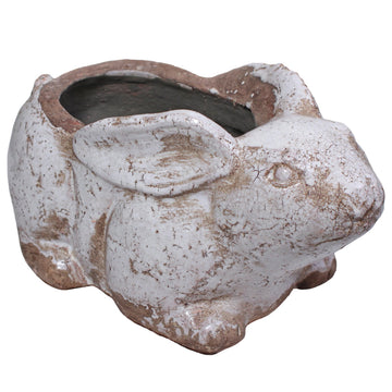 Vintage Terracotta Bunny Planter, French Country Rabbit Figurine Home Decor
