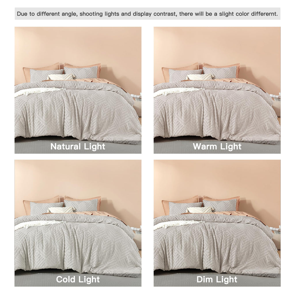 California King Comforter Set, 3 Pcs Tufted Boho Bedding Set