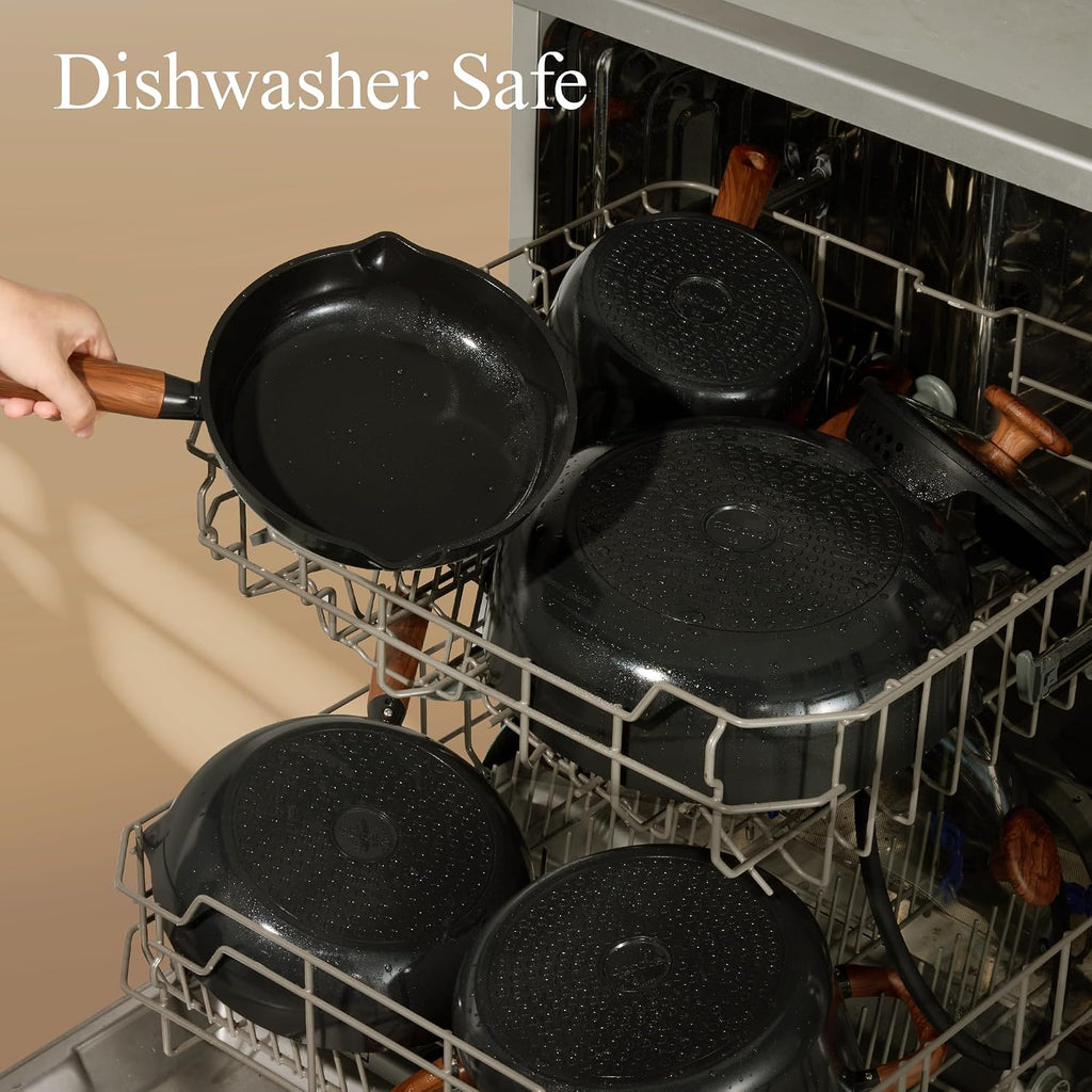 21pcs Ceramic Cookware Set, Pots and Pans Set | Non-Toxic Healthy Cooking Set with Silicone Lids, Dishwasher Safe