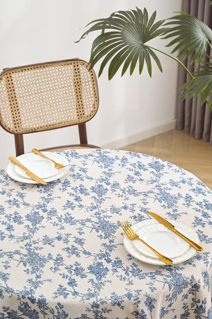 Cotton Linen Rectangle Tablecloth - Pastoral Floral Tablecloth Washable Table Cloth Dining Room Tabl