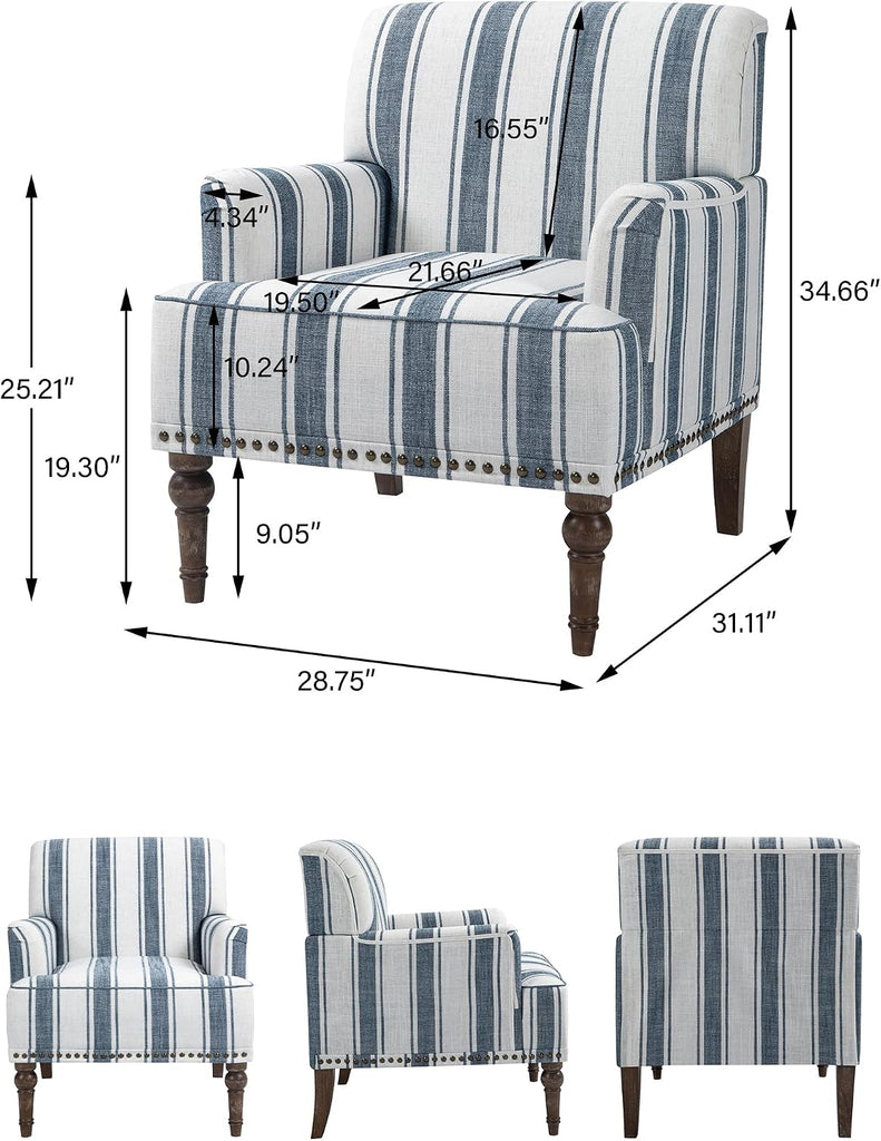 Accent Chair, Mid Century Modern Comfy Armchair , Linen Fabric Single Sofa Lounge for Reading Bedroom Apartment