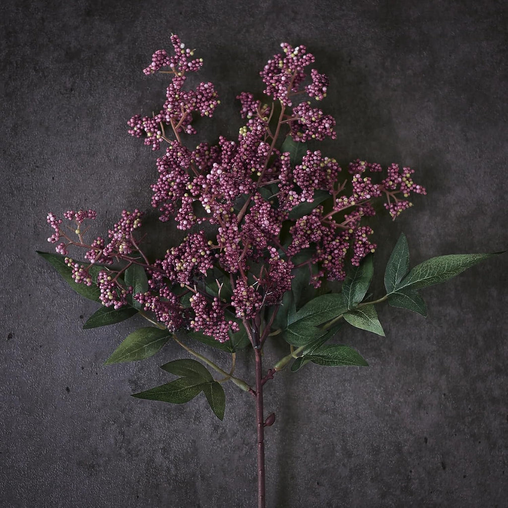 6 Pcs 17" Artificial Nandina Berry Stem, Faux Berry Spray(Dusty Plum) | DIY Bouquet, Elegant and Delicate, Realistic