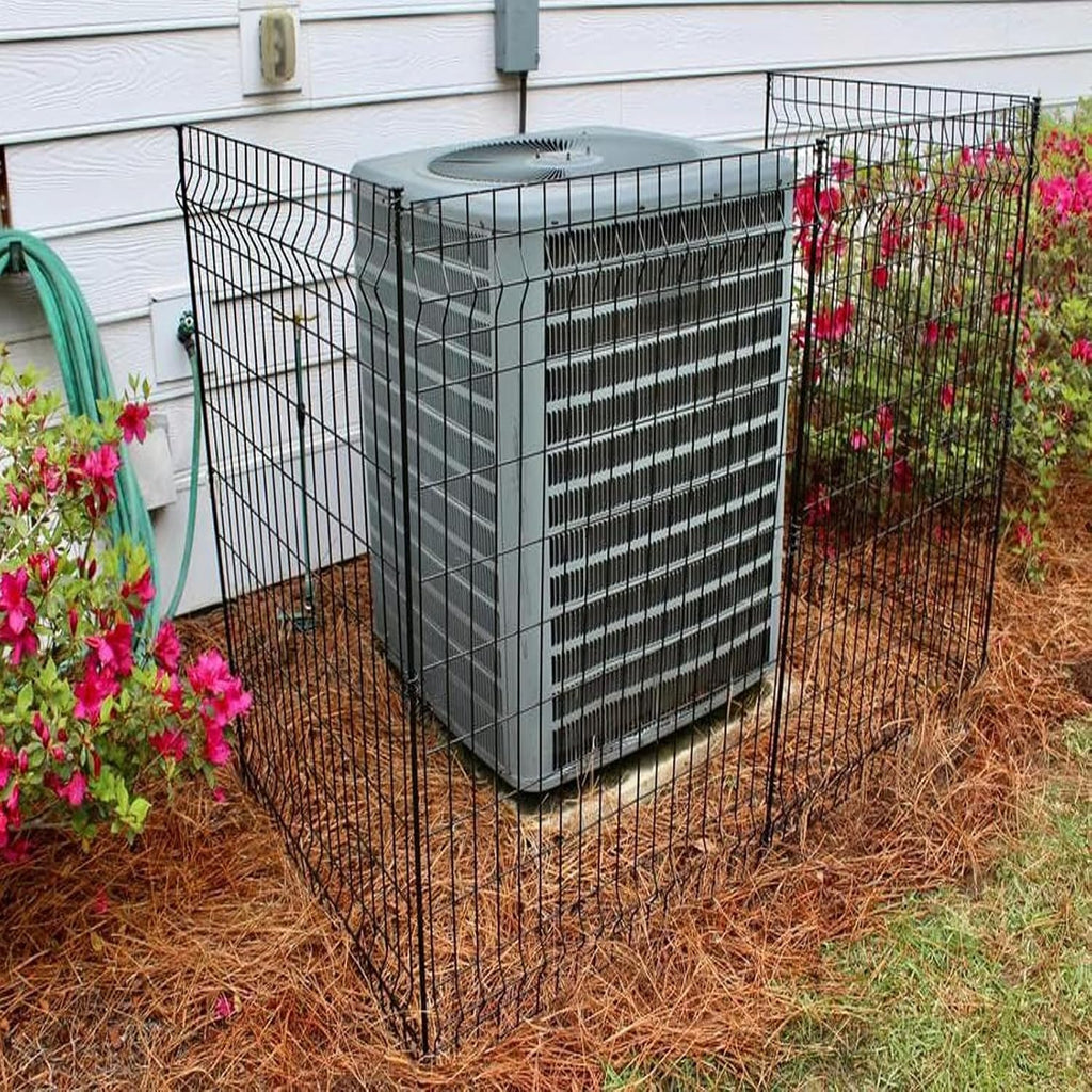 No Dig Fence Outdoor Dog Fences,Total 44" H x 288" W Decorative Metal Garden Fence with Gate,Garden Fence Animal