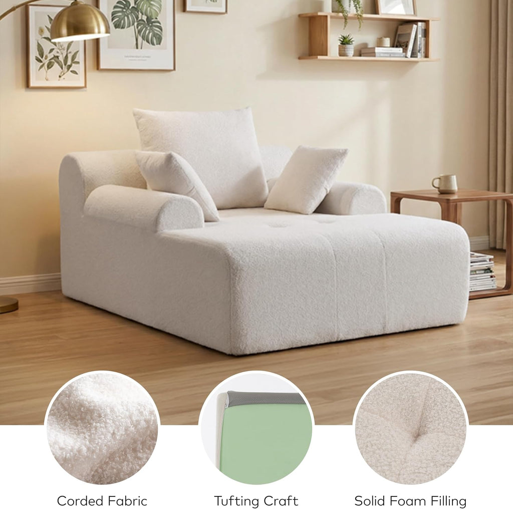 65" Boneless Chaise Lounge Chair Indoor, Oversized Reading Lounger with 3 Pillows, Cloud Sofa Couch , Corduroy and