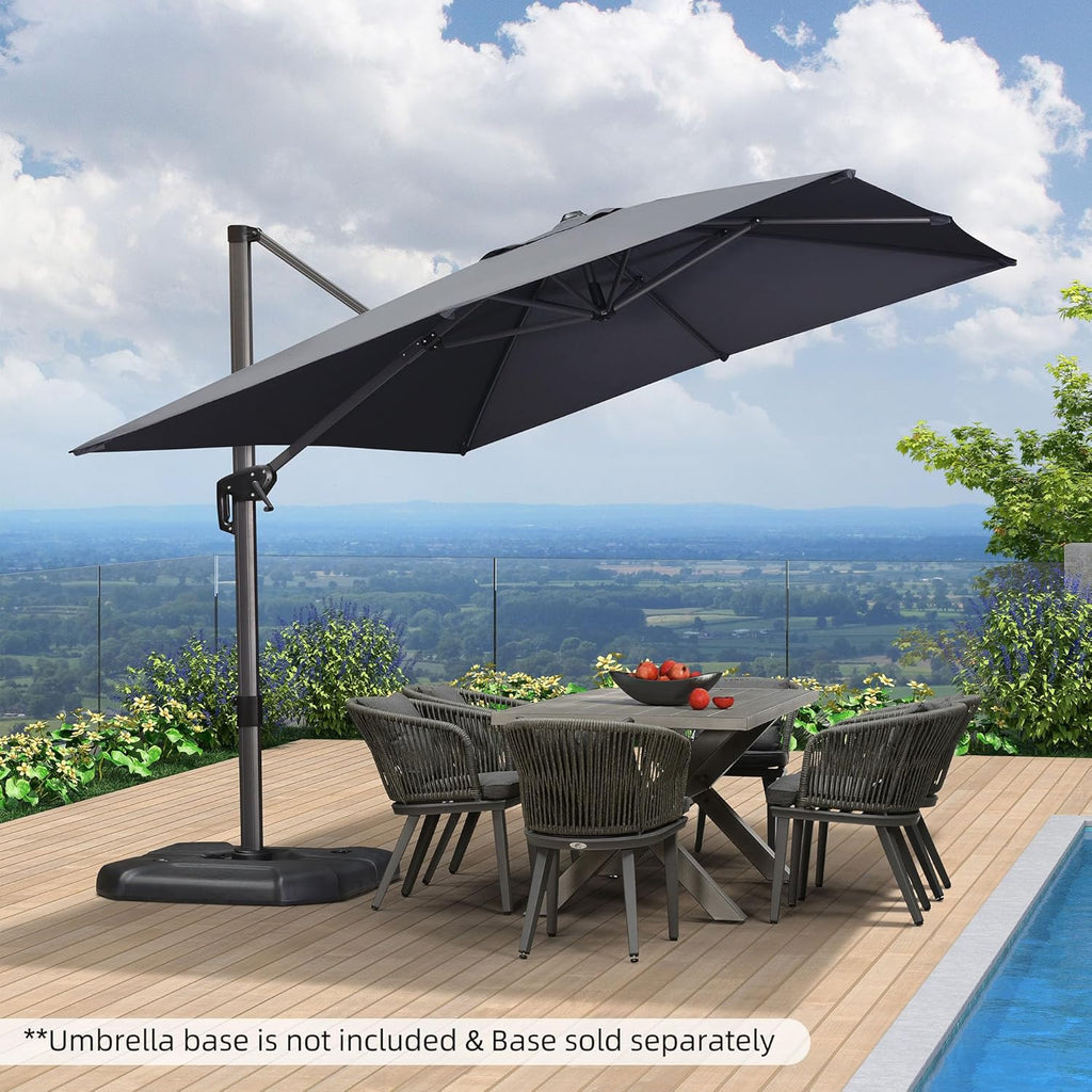 9' X 11.5' Patio Umbrella Outdoor Cantilever Rectangle Umbrella Aluminum Offset Umbrella with 360-degree Rotation Pool -