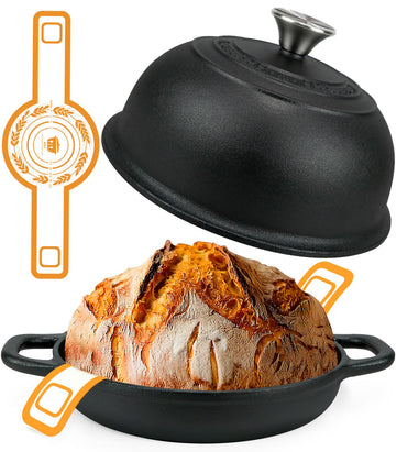 5QT Pre-Seasoned Cast Iron Dutch Oven For Bread Baking, Dutch Oven with Domed Lid, Sourdough Bread Baking Supplies