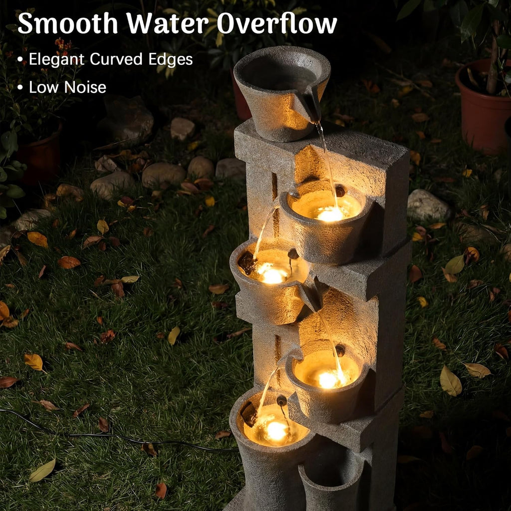 Redlife 49.6" Tall Outdoor Waterfall Fountain