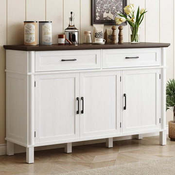 55 Inch Buffet Cabinet with Storage, Farmhouse Sideboard Buffet w/2 Drawers and 3 Doors