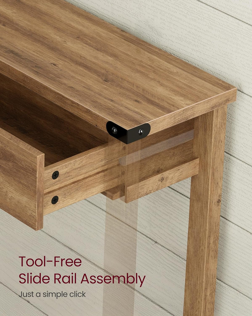 Console Sofa Table, Narrow Entryway Table with 3 Drawers, Open Storage Shelf, Metal Corners, , Farmhouse
