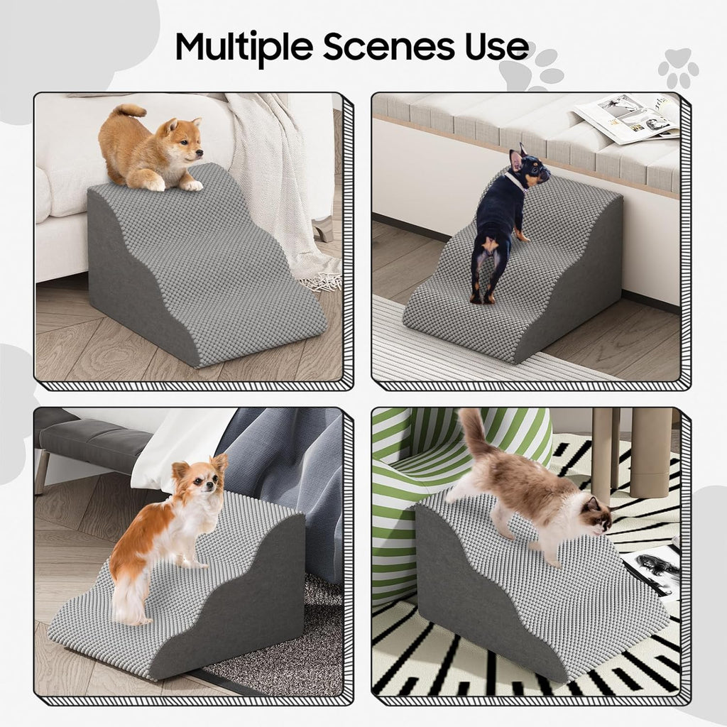 Pet Stairs for Small Dogs and Cats, Comfortable Curved Design with Waterproof Cover