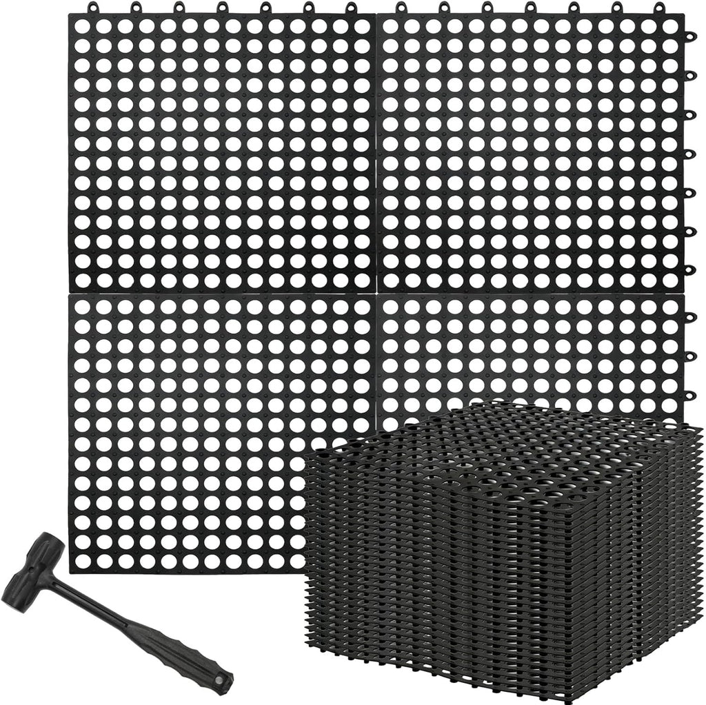 30Pcs Interlocking Drainage Floor Tiles, Modular Interlocking Floor Mats 11.8x11.8 Inch, Non-Slip TPE Quick-Dry Cushion