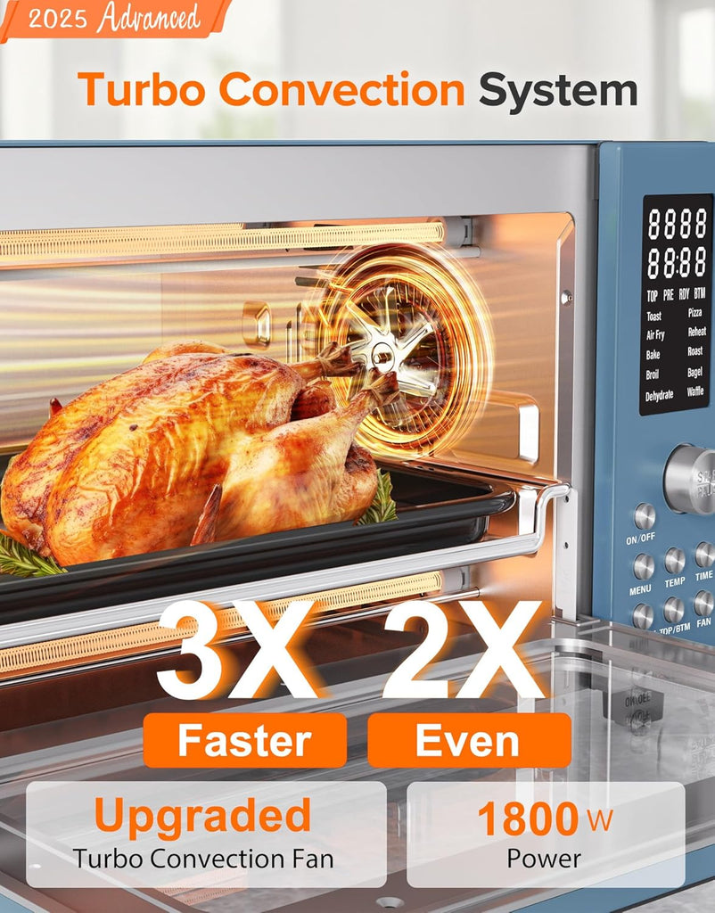 Bravo Pro Smart Air Fryer Toaster Oven Combo, Airfryer Convection Oven Countertop, 10-in-1 Functions with Quicker & Even Crisp Technology, 1800W, 50-450°F, PFAS-Free, 21QT, Cozy Blue