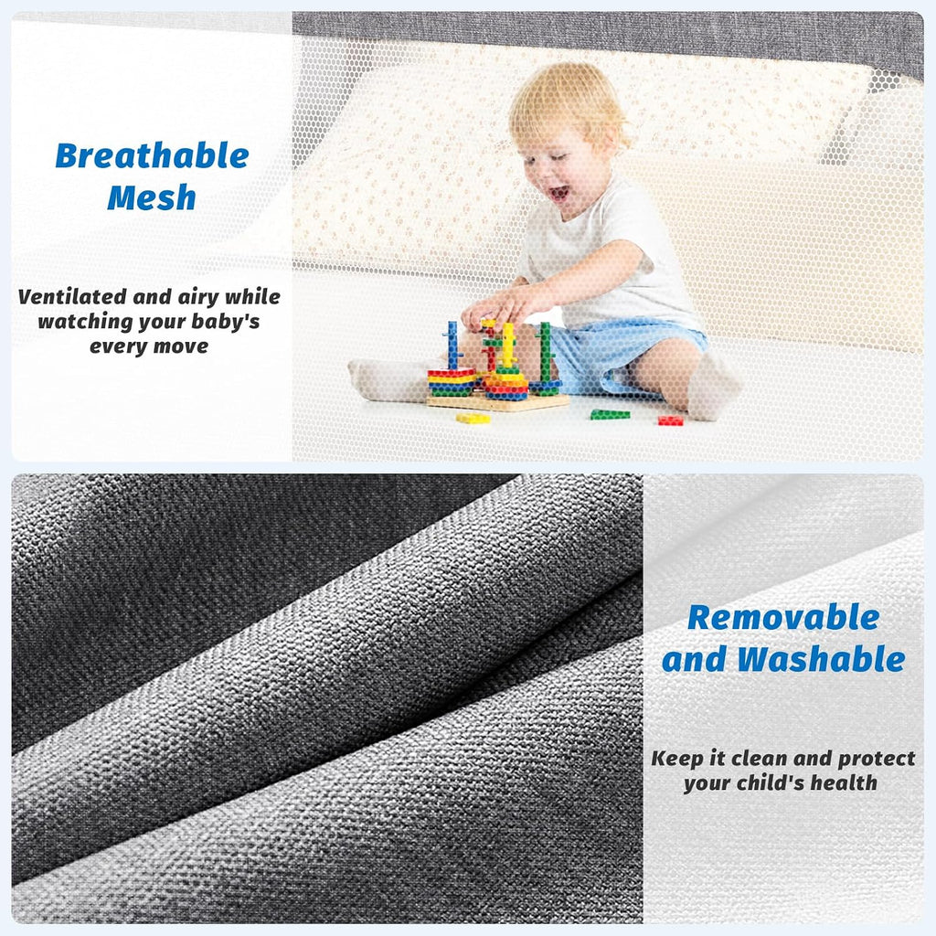 3-Piece Queen Size Bed Rails for Toddlers, with Headboard Rod -Height Adjustable Baby' Safety Bed Rails Guard for
