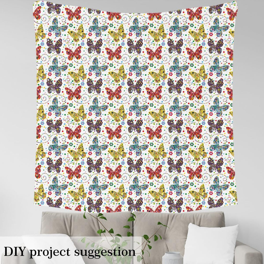 Boho Butterfly Fabric by The Yard Watercolor Geometric Circle Polka Dot Home DIY Fabric by The Yard Rainbow Color