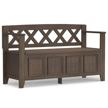 Amherst 48" Wide Solid Wood Storage Bench in Farmhouse Brown