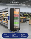 Commercial Beverage Refrigerator, 12.1 Cu.Ft Glass Door Display Refrigerator wit