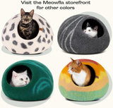 Cat Cave - Premium Felt Cat Bed for Indoor Cats, Handmade Merino Wool (Dark Grey, Medium)