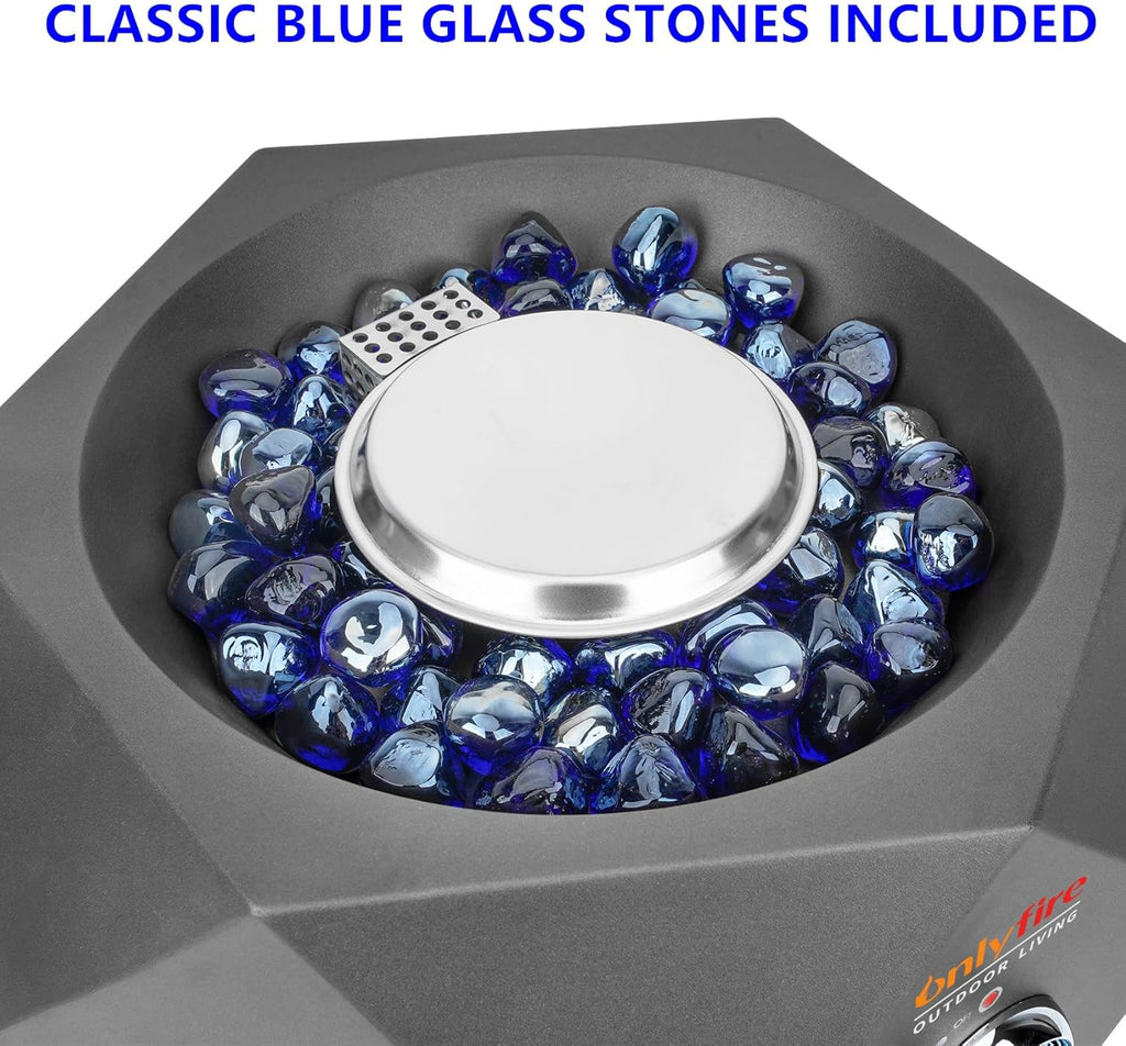 14” Modern Tabletop Fire Pit for Table with Umbrella Hole, Portable Gas Firepit for 1lb Propane Gas