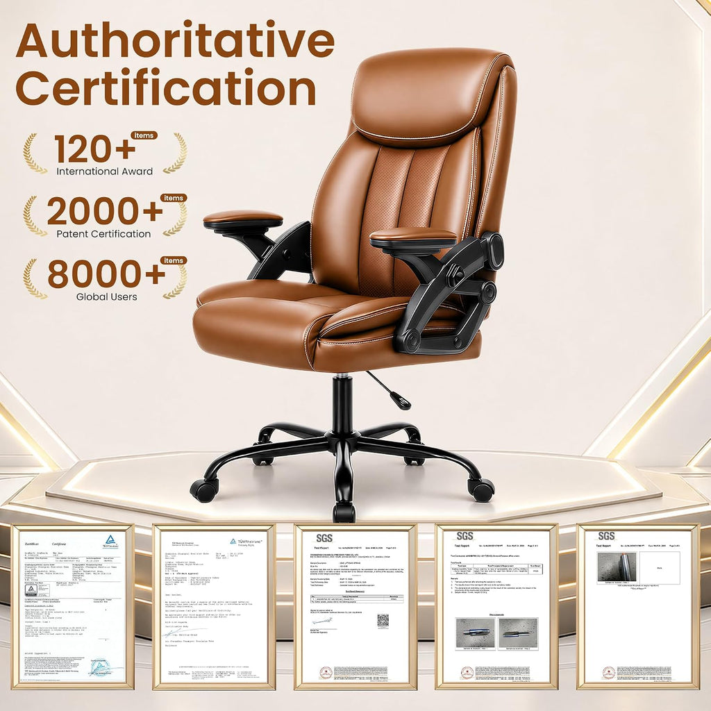 Ergonomic with Airbag Lumbar Support & Armrest, Executive Office Desk Chairs Breathable Leather, Computer Chair with