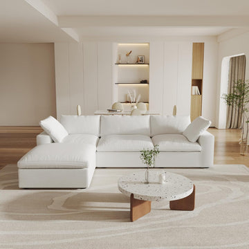 Cloud Modular Sectional Sofa with Storage Ottoman,120.45" L Shaped Couch ,Down Filled Convertible Couch Deep Seat