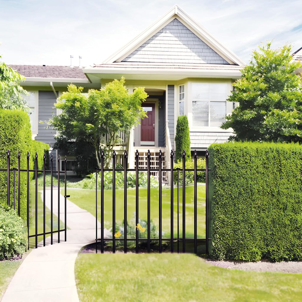 Metal Garden Fence 36" H x 28" W, 5 Panels (4 Panels + 1 Gate), Total 11.6 feet, Metal Border Folding Fence