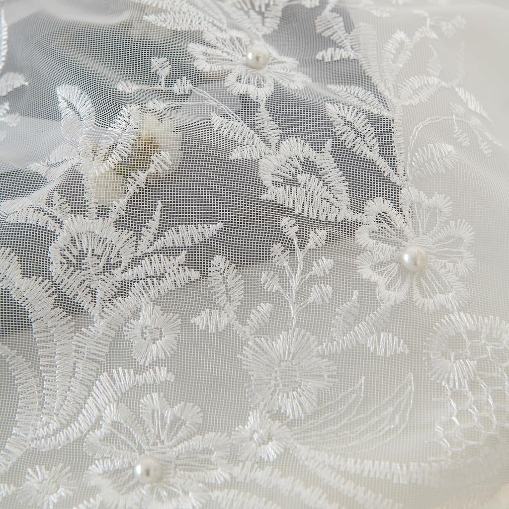 White Sheer Voile Curtains, Decorative White Embossed Butterflies Rod Pocket Window Drapes for Home Kitchen, Living