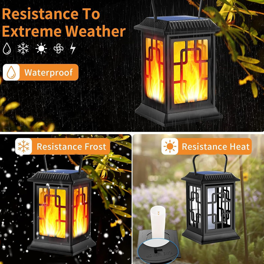 Solar Lantern Outdoor Flickering Flame Hanging Solar Lights