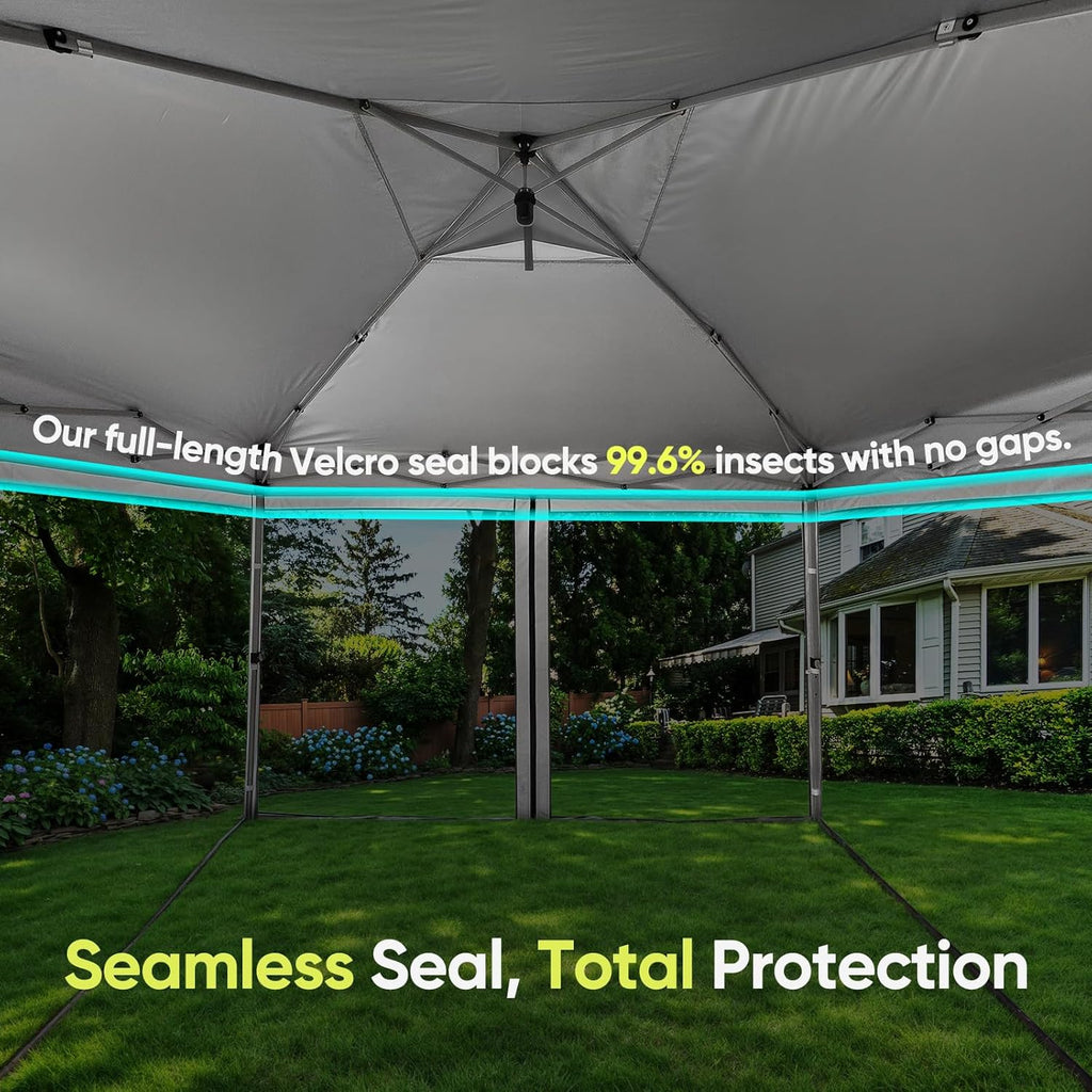 10'x10' Pop up Screened Canopy Tent with Mosquito Netting, Portable Easy up Outdoor Screen House Shelter and Picnic