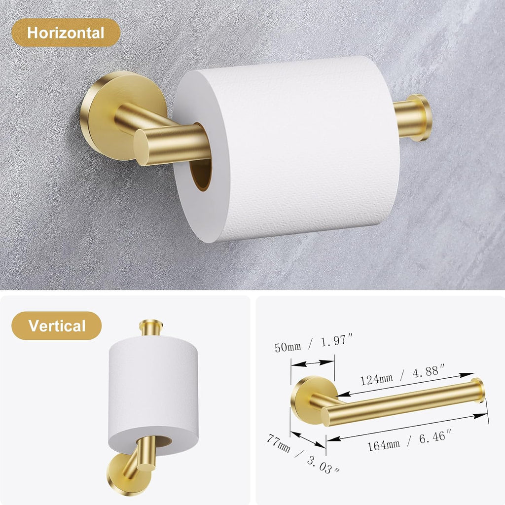 Bathroom Hardware Set, 4-Piece Towel Holder Set Include Toilet Paper Holder,Towel Ring and 2 Towel Hooks Stainless