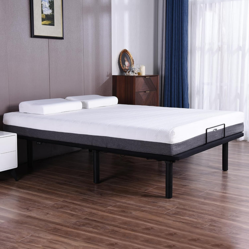 Queen Adjustable Bed Frame Base, Head & Foot Incline, USB Ports, Zero Gravity, Nightlight, 3-Heights Adjustable Legs