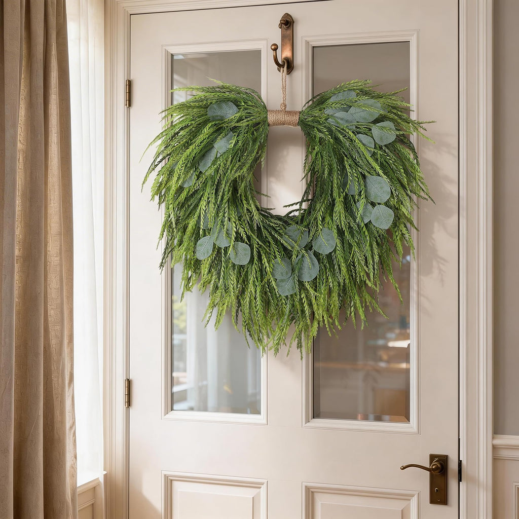 Artificial Eucalyptus & Saw Grass Wreath for Front Door Decor