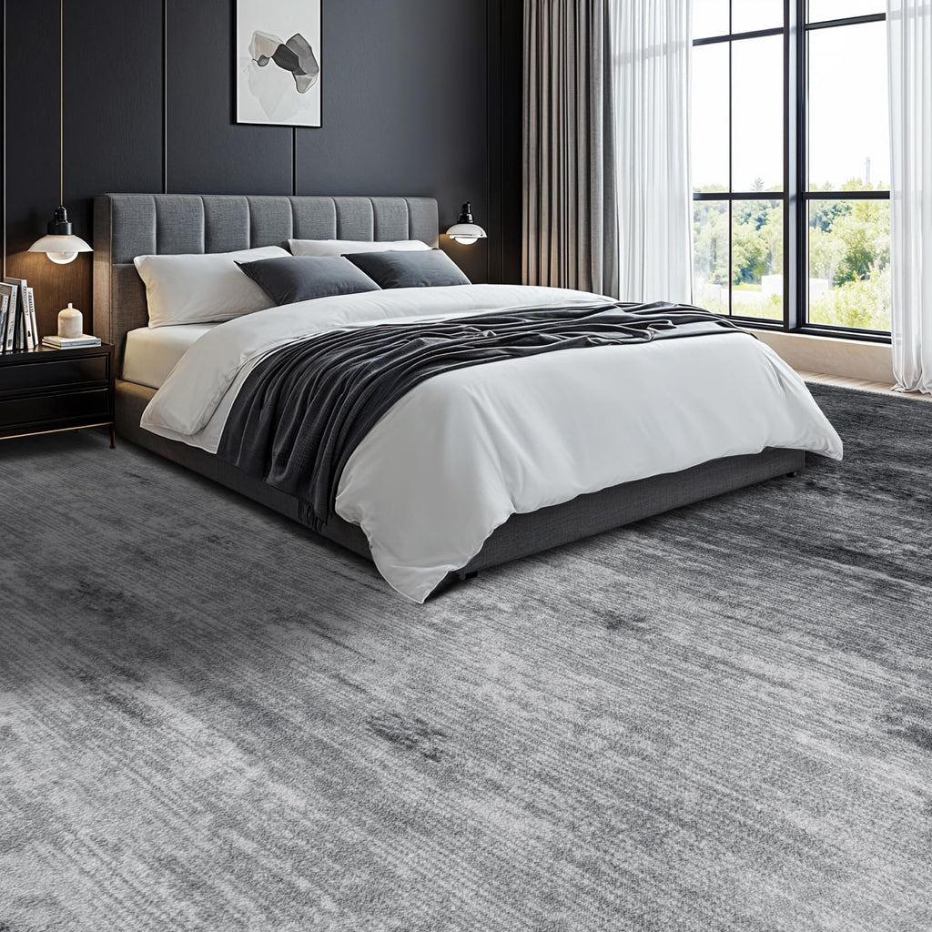 9x12 Washable Area Rug, Gray Solid Area Rugs