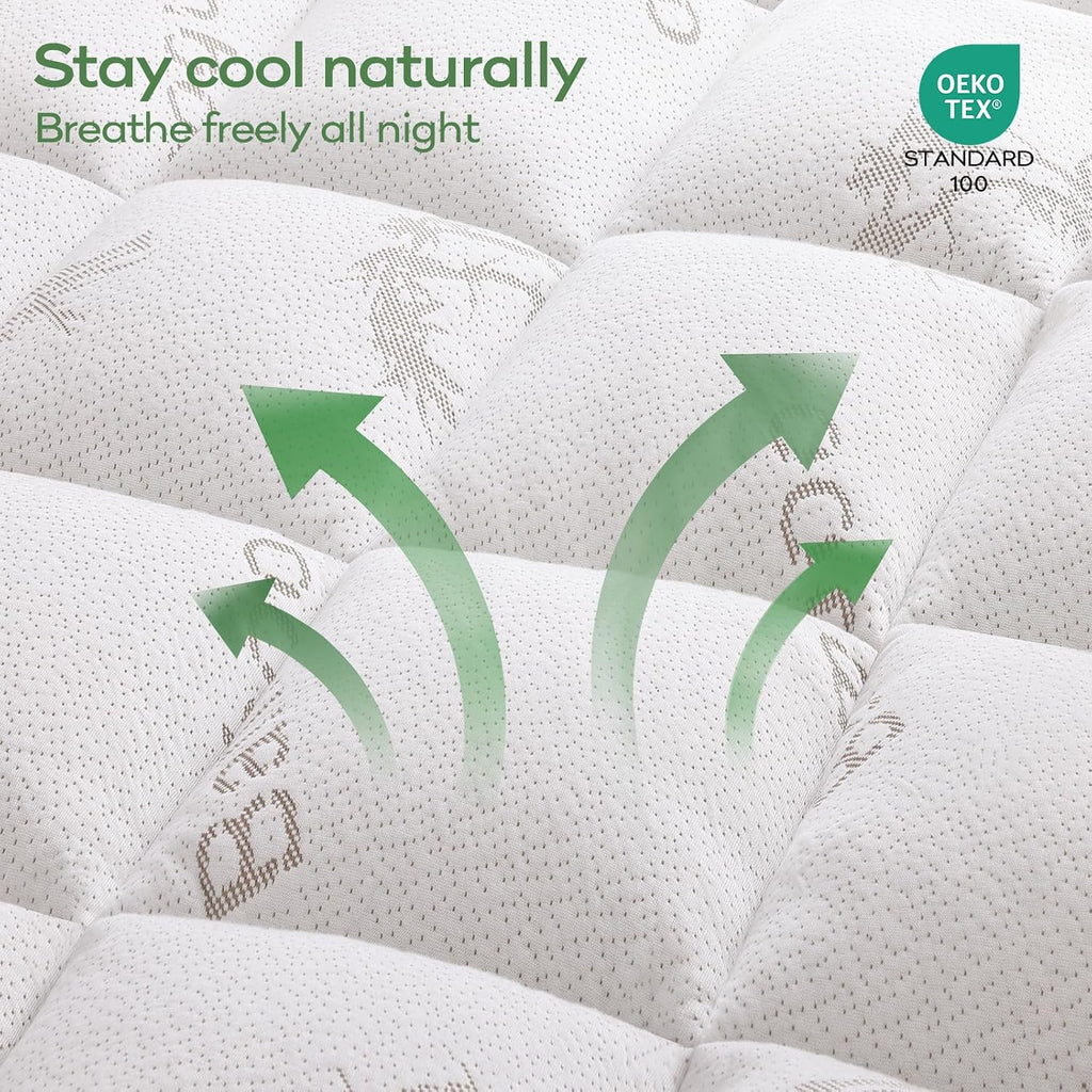 Full Bamboo Viscose Cooling Mattress Topper, White