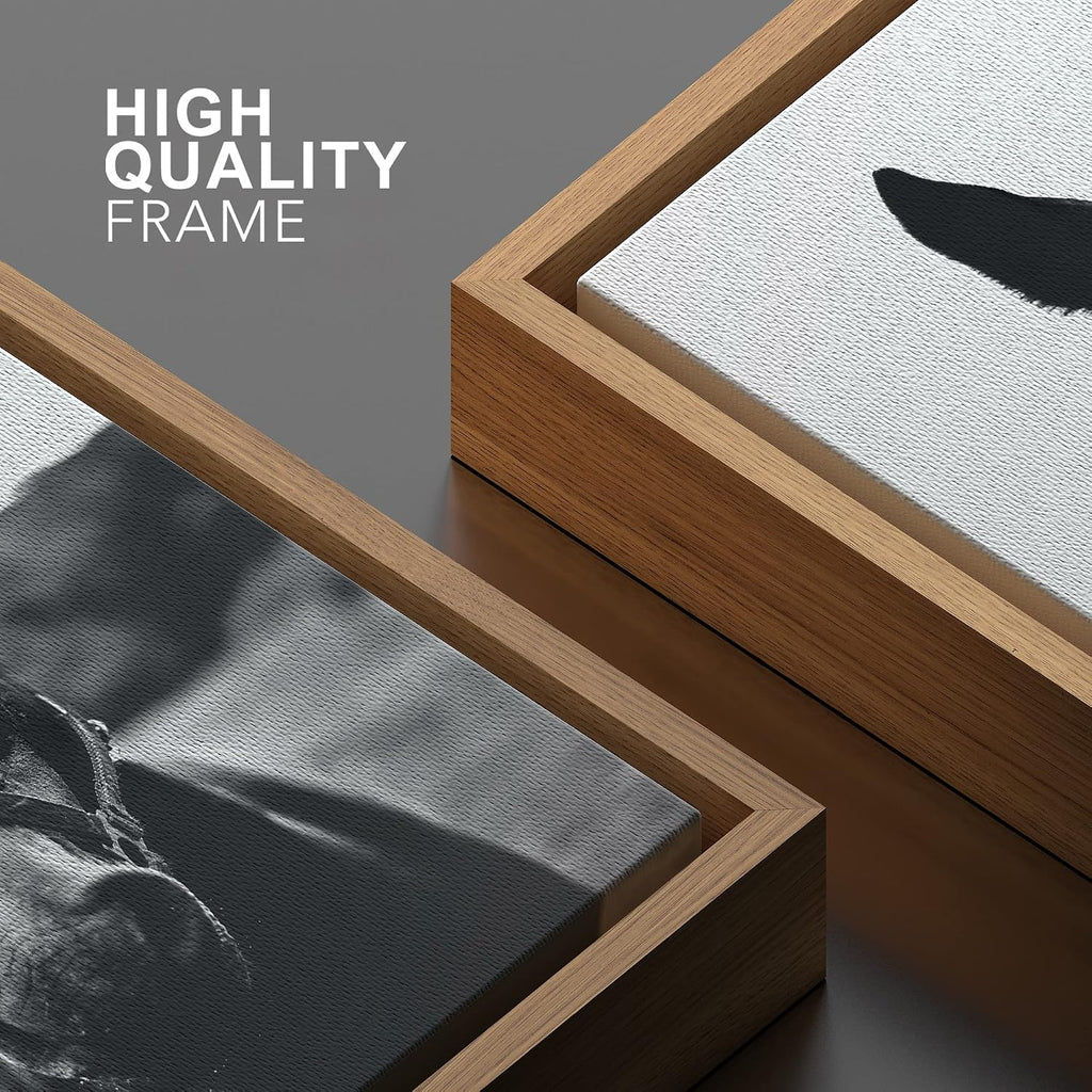 Framed Canvas Wall Art High Contrast Horse Animals Black and White Duotone Expressive Grey Horse Living Room