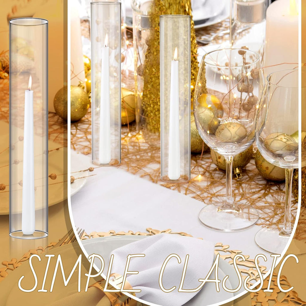 48 Pcs 2.5" W x 14" H Hurricane Candle Holder Sleeve Bottomless Glass Cylinder Candleholder Tall Candle Glass Cover