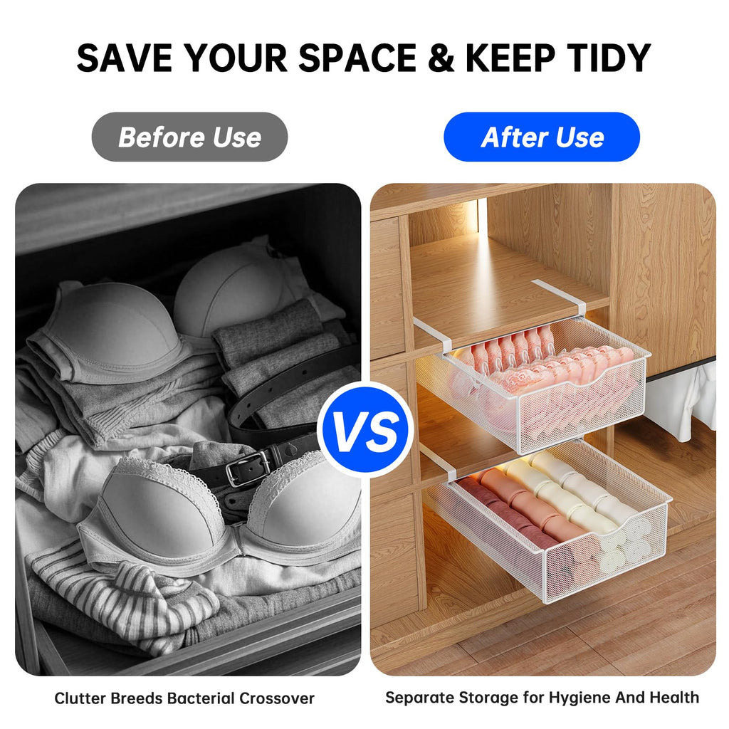 2 Pack Closet Pull-Out Baskets Organizer, White