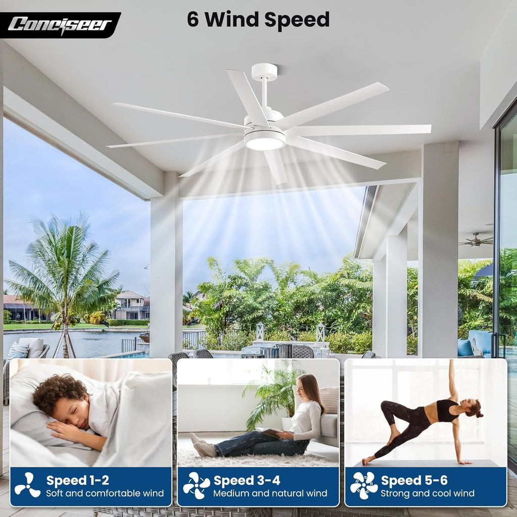 Modern Ceiling Fans with Lights, 72 Inch Ceiling Fan with Remote Library Cafe Outdoor/Industrial Use