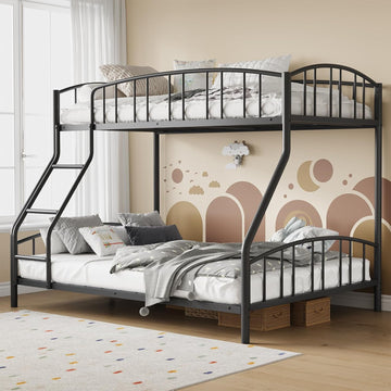 Bunk Bed Twin Over Full with Ladder and Arched Guardrail