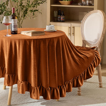 Gold Velvet Round Tablecloth 70 inch for Wedding Parties